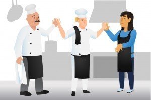 Chefs High Fiving