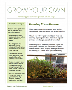 Grow Your Own Micro Greens Handout