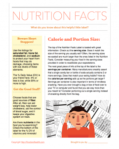 Free Nutrition Facts Handout