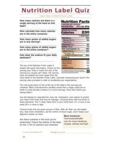 nutrition quiz catalog
