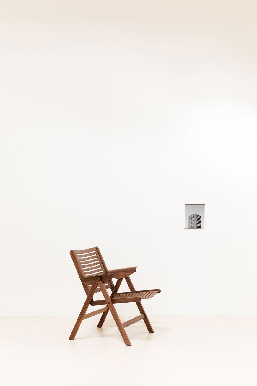 Niko Kralj's first design, the foldable Rex Chair, reissued by Studio Rex Kralj in 2011. 