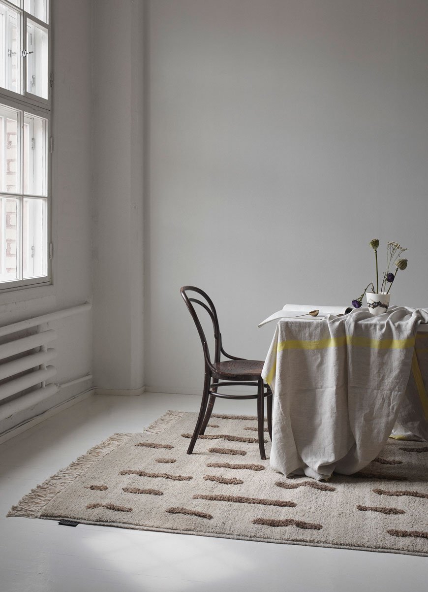 The Laine rug in brown, designed by Sera Helsinki. 