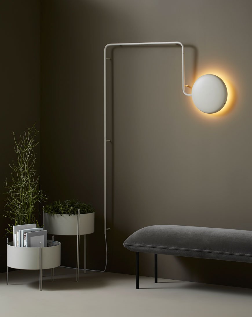 Nordic inspired contemporary planters and wall light designed for Scandi furniture brand Woud.