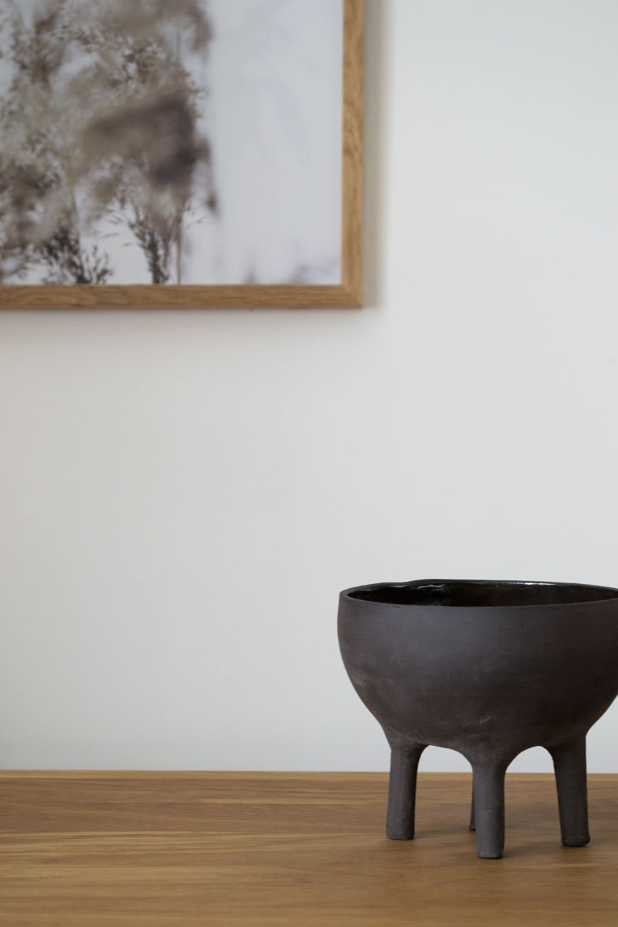 A sweet little handmade black stoneware pot, created by Massa Design Studio in Israel. 