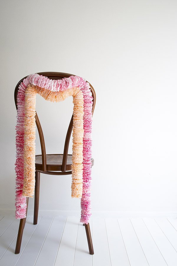 Paper Garland Chair Back Wedding DIY TiffGrantRiley