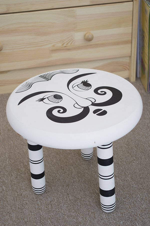 Black and white stool curateanddisplay