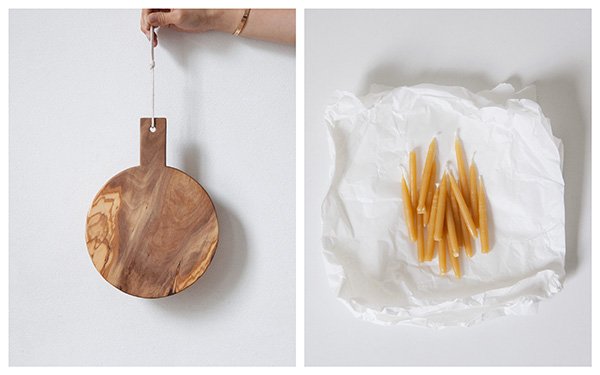 Ederle Lookbook Lifestyle Beeswax Candles Wooden Board