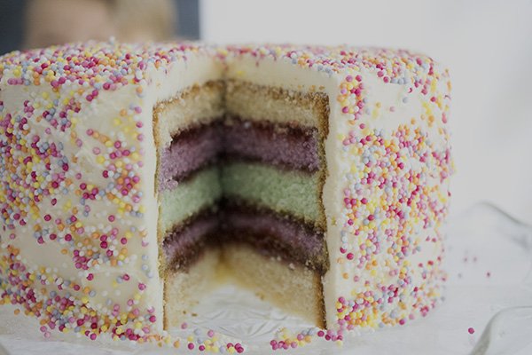 Coloured layer sprinkles cake 
