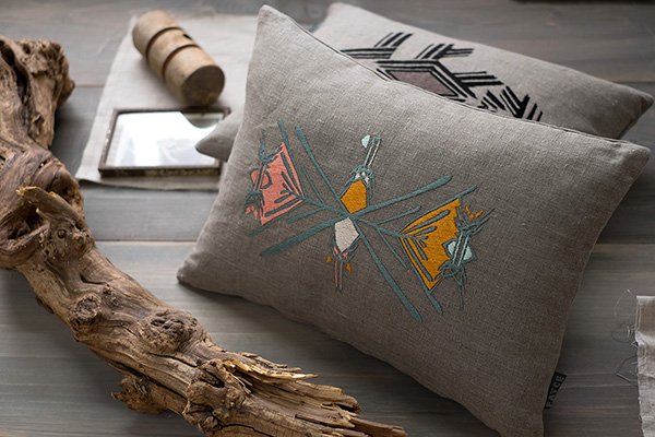 FAYCE textiles embroidered Relic cushion
