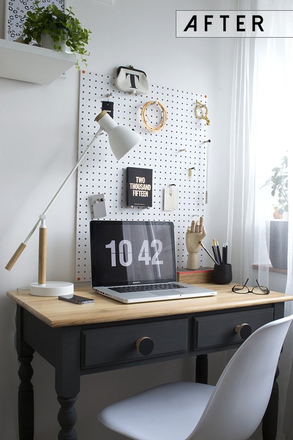 DIY Pine Desk Chalk Paint After Workspace Office Makeover Curate and Display Blog