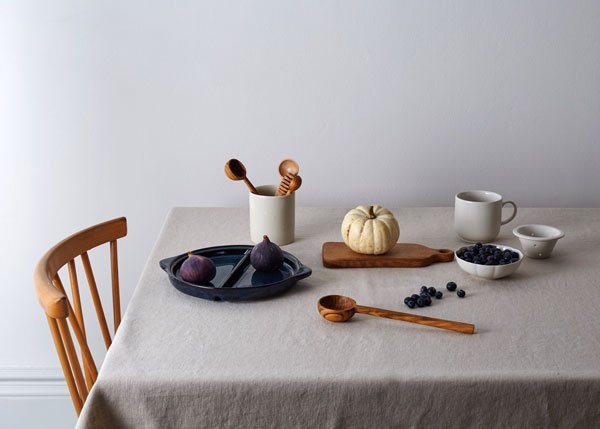 Artisanal tableware accessories, carved wooden spoons and vintage ceramics by Minor Goods