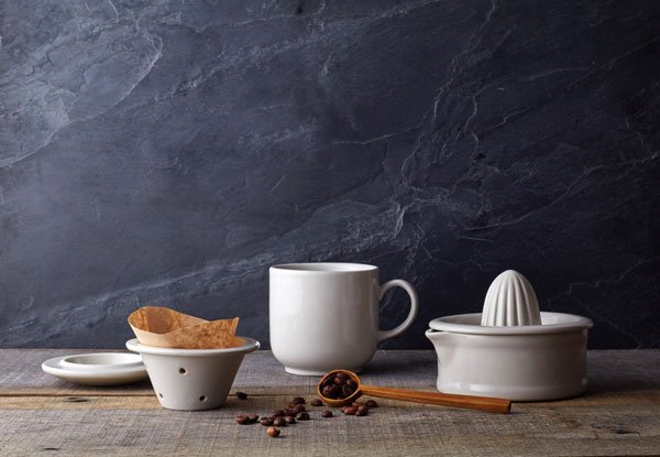 White, simple, vintage ceramic tableware by artisanal British homeware brand Minor Goods