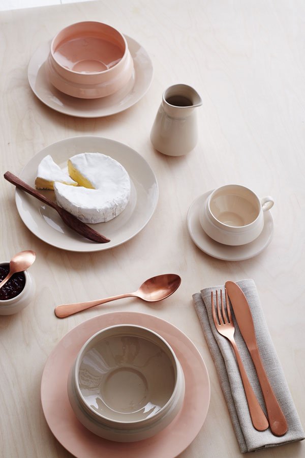 British Made tableware blush and neutral ceramics by designer Hend Krichen