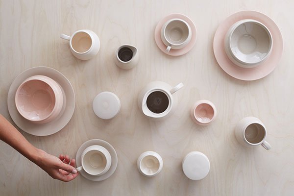 British Made tableware collection in neutral tones by designer Hend Krichen