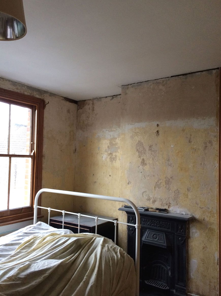 bedroom renovations, plastering the walls in our Edwardian home.