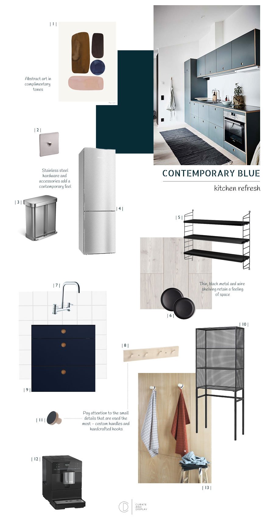 blue kitchen inspiration, minimalist kitchen cupboard handles, blue kitchen ideas, custom kitchen cupboards, flush kitchen handles