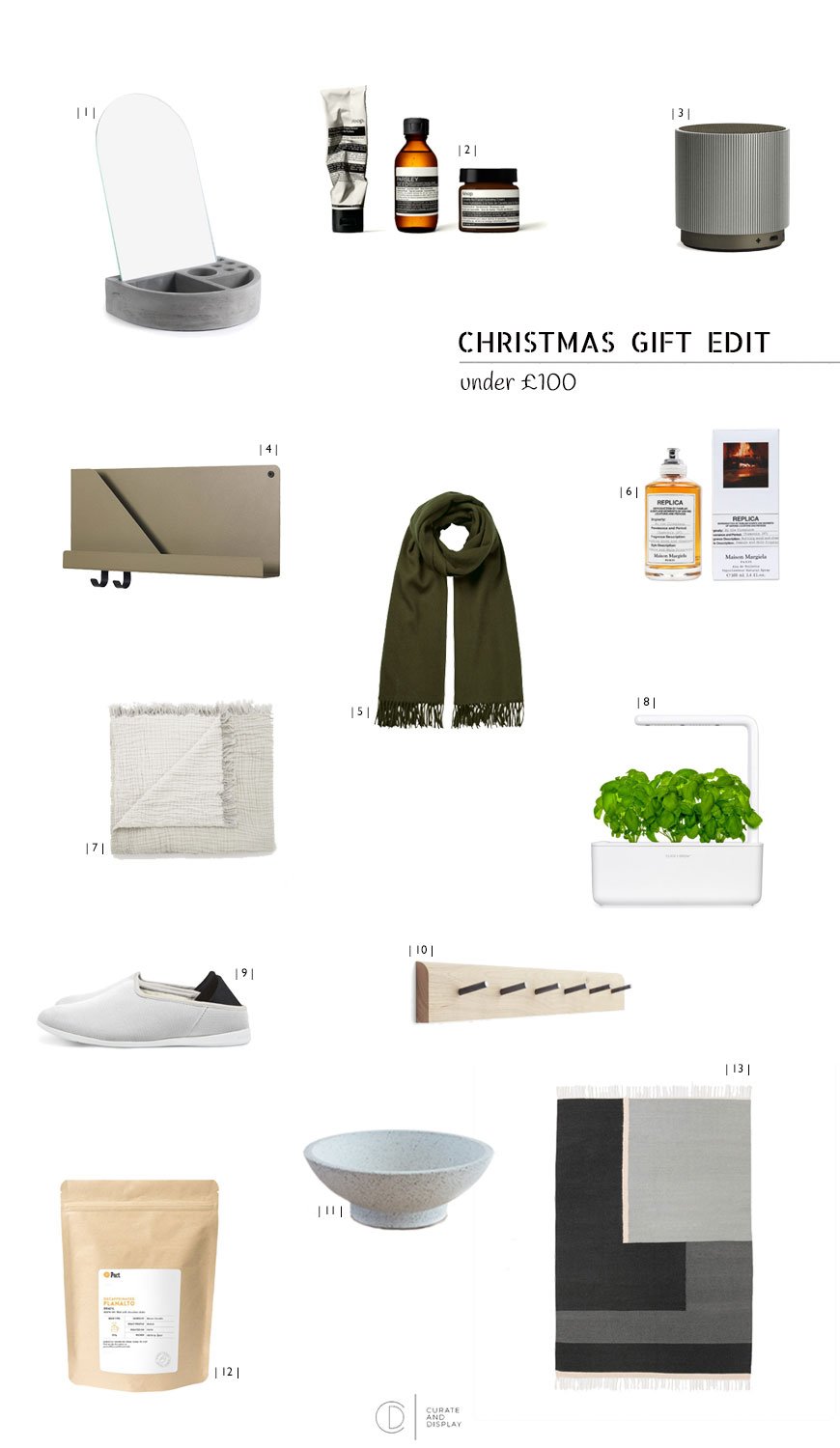 Christmas gift edit, Christmas gift guide, Christmas gifts under £100, gift guide.