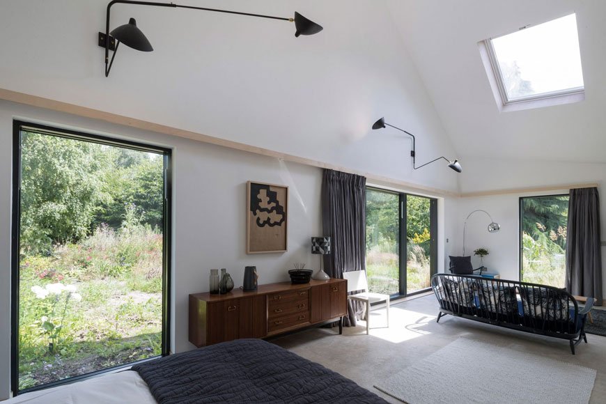 unique architectural holiday home experience, Five Acre Barn, Suffolk, mid-century modern accomodations