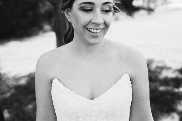 black and white of bride 