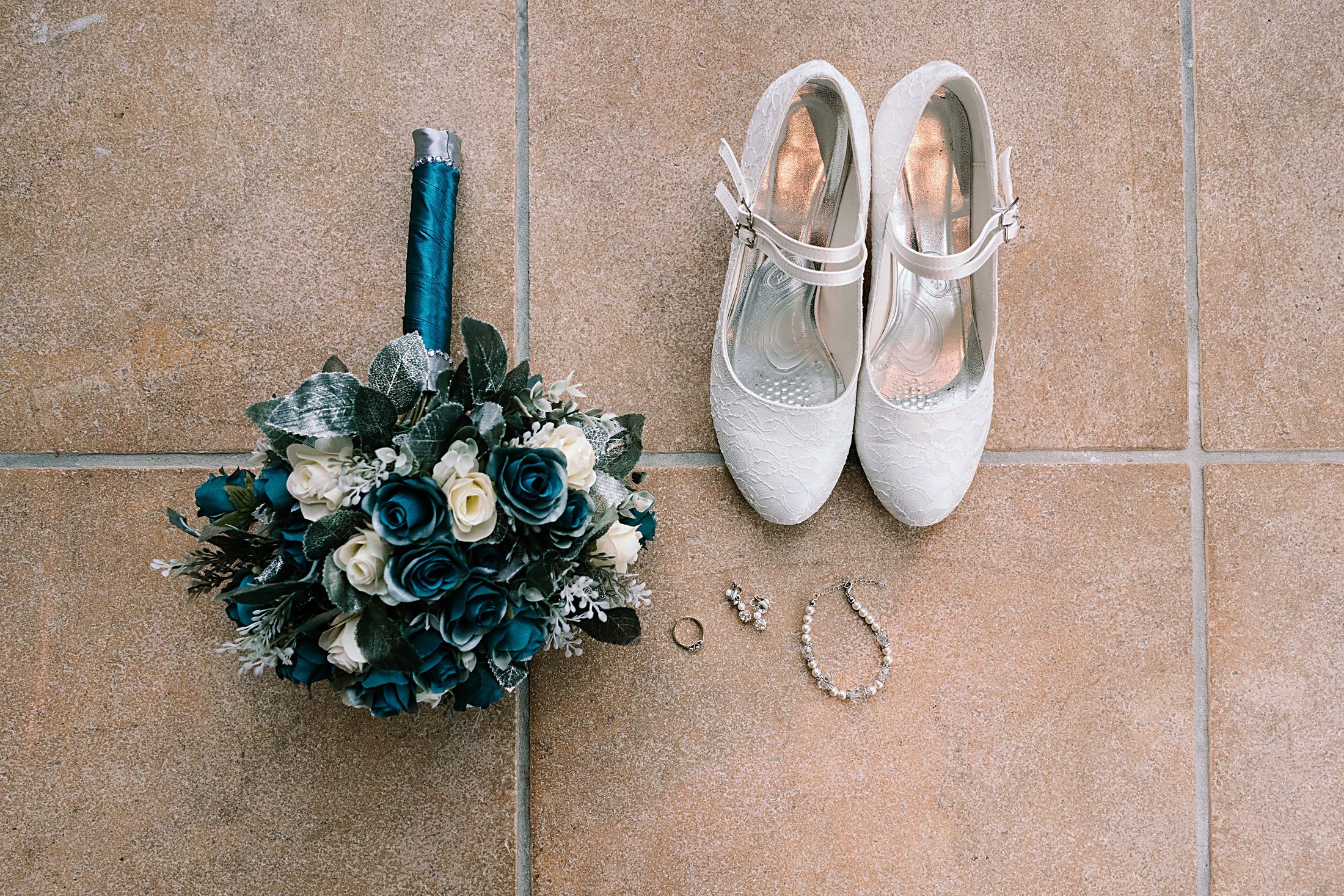 Brides shoes and flowers