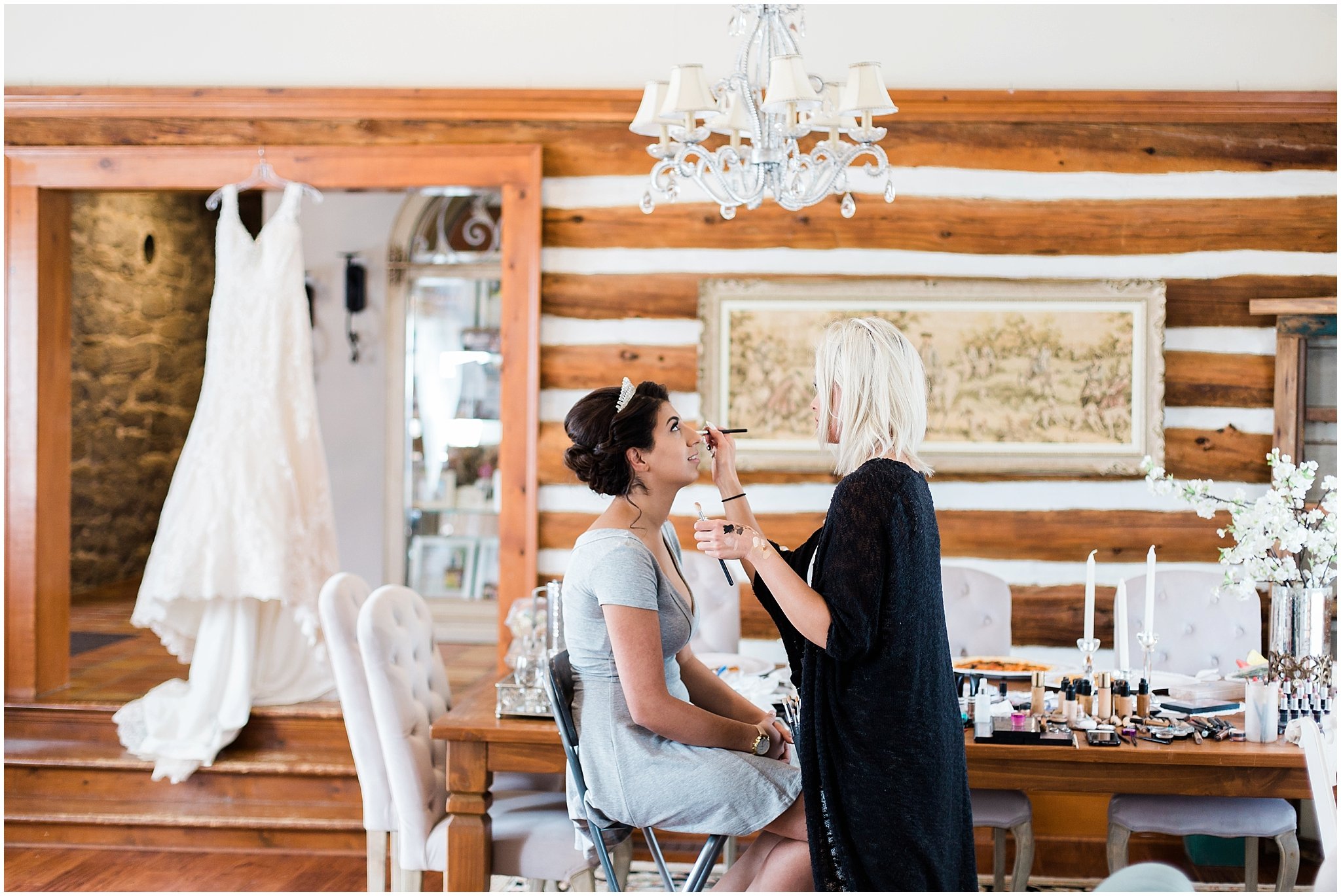 bride getting her makeup done