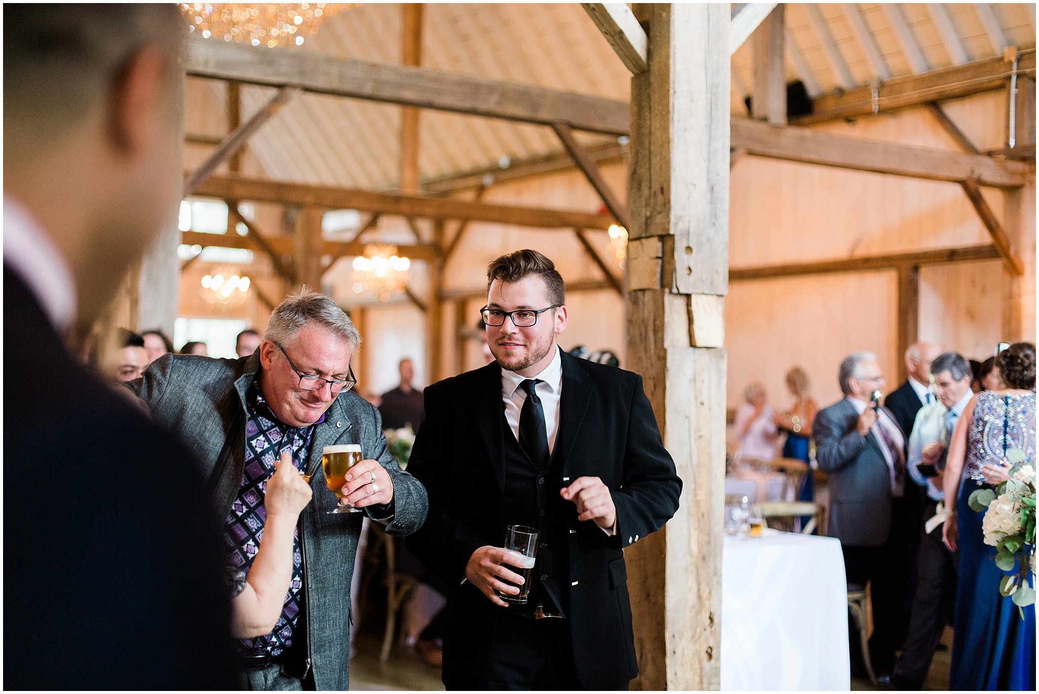 wedding guests drinking beer