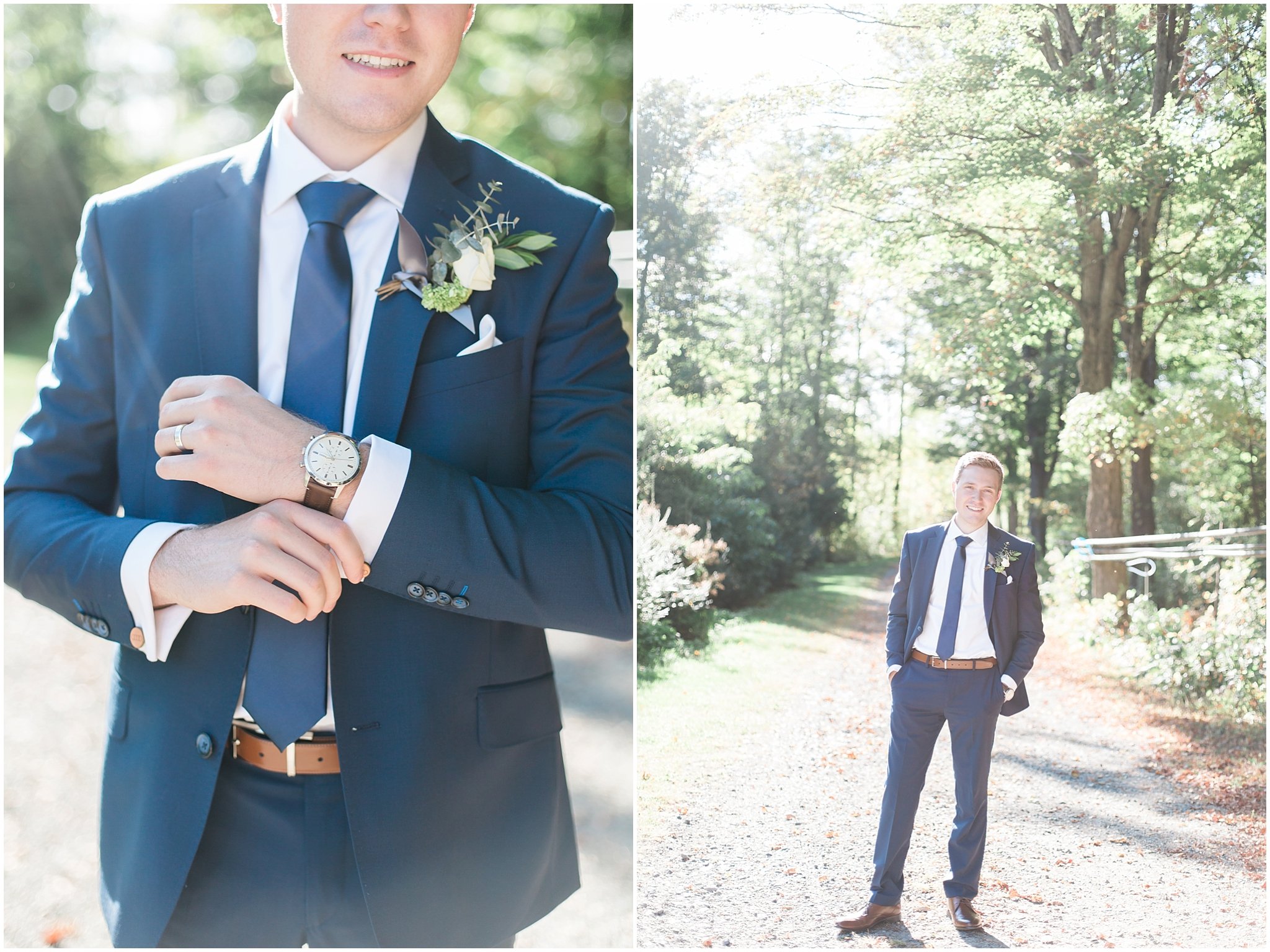 Ottawa groom at temples sugar bush wedding venue in a jimmy the suit guy suit