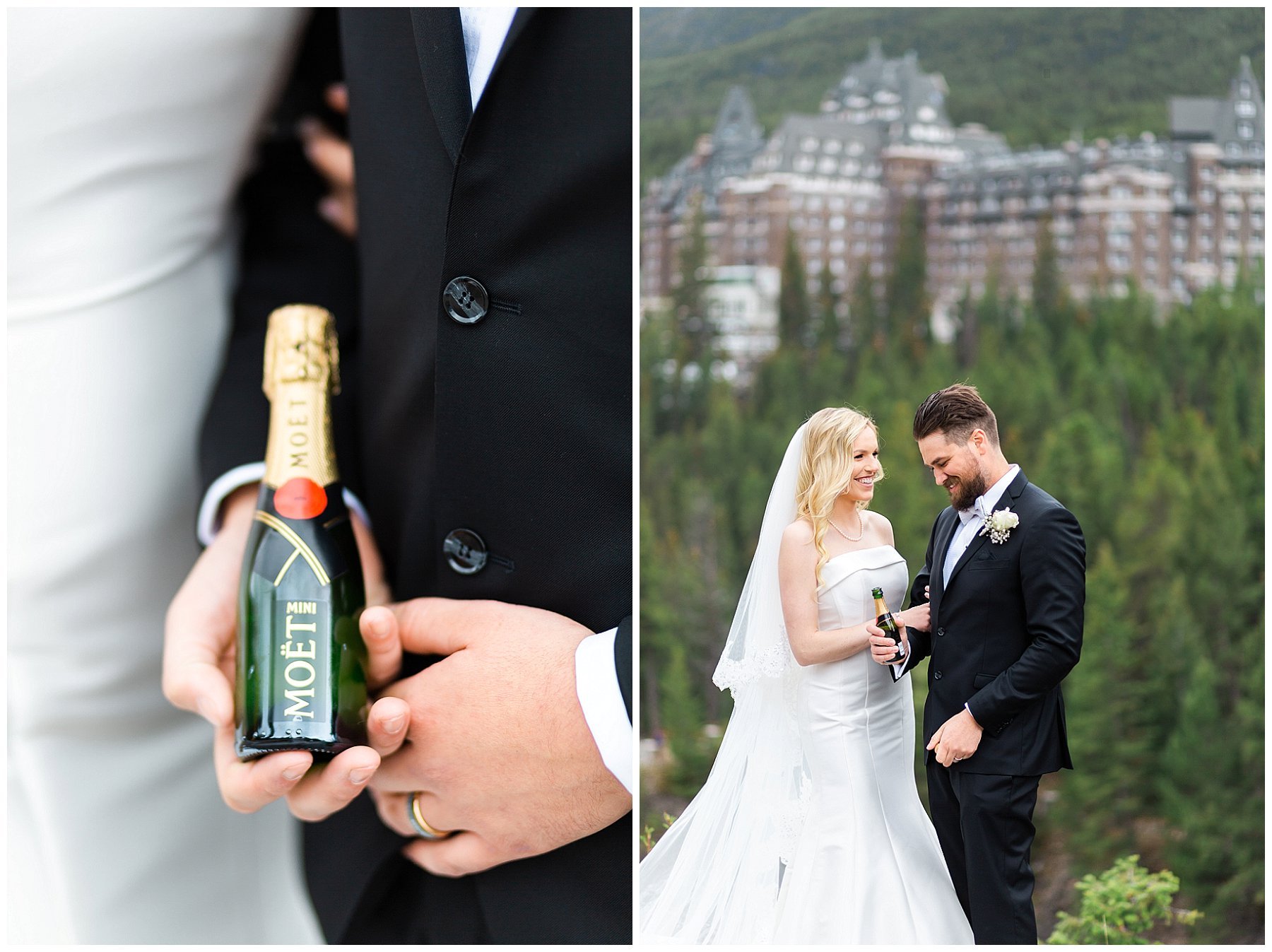 Champagne toast with bride and groom.
