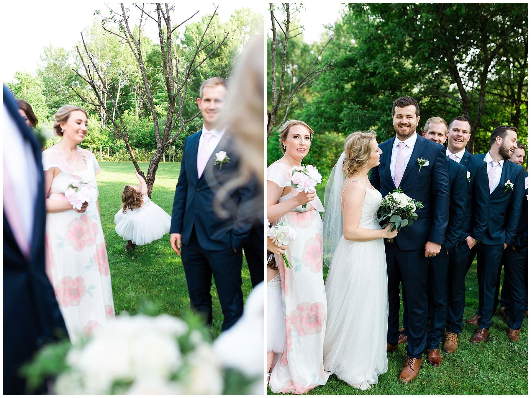 Floral, blush and cream bridal party
