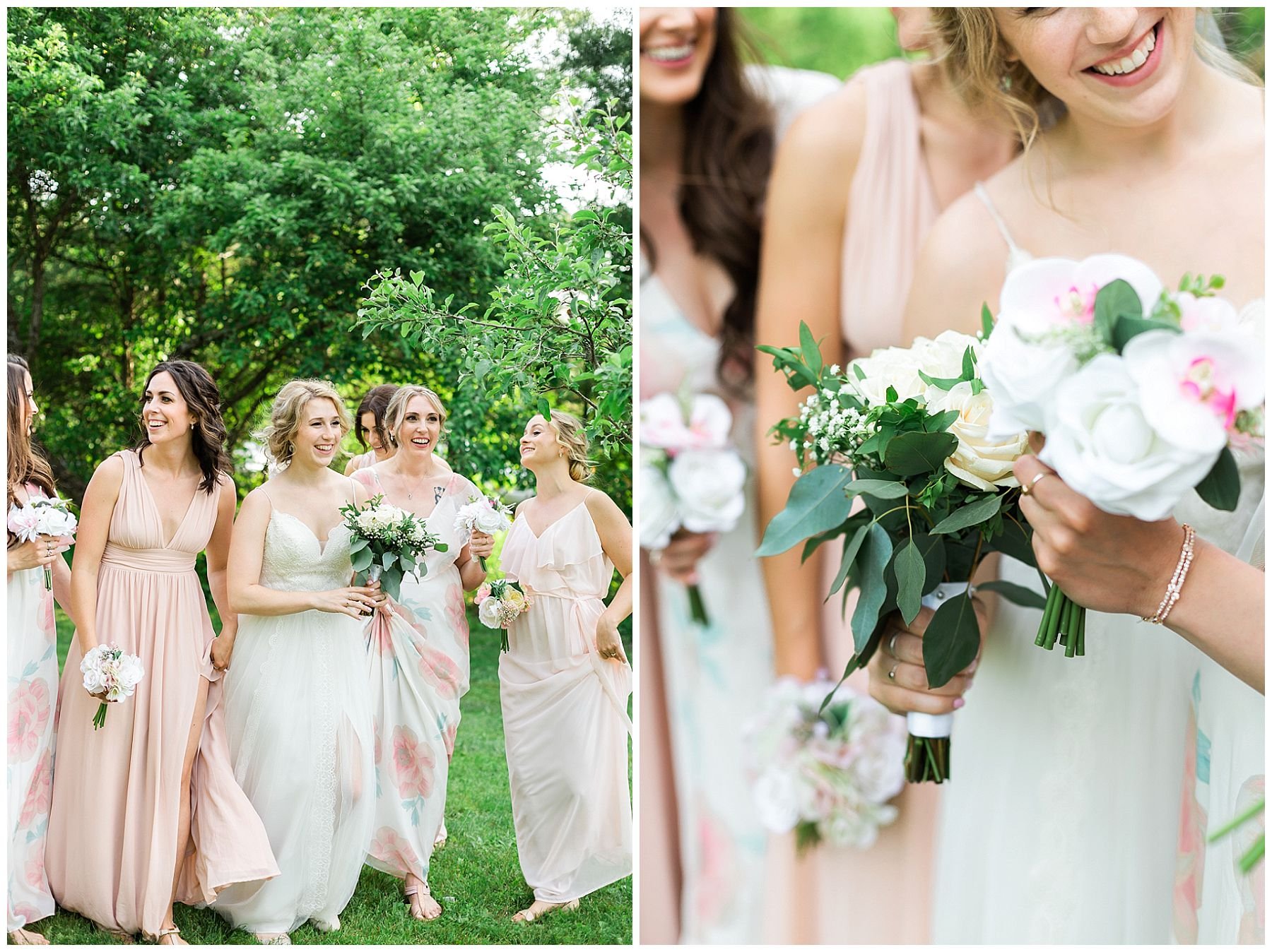 Floral, blush and cream bridesmaids