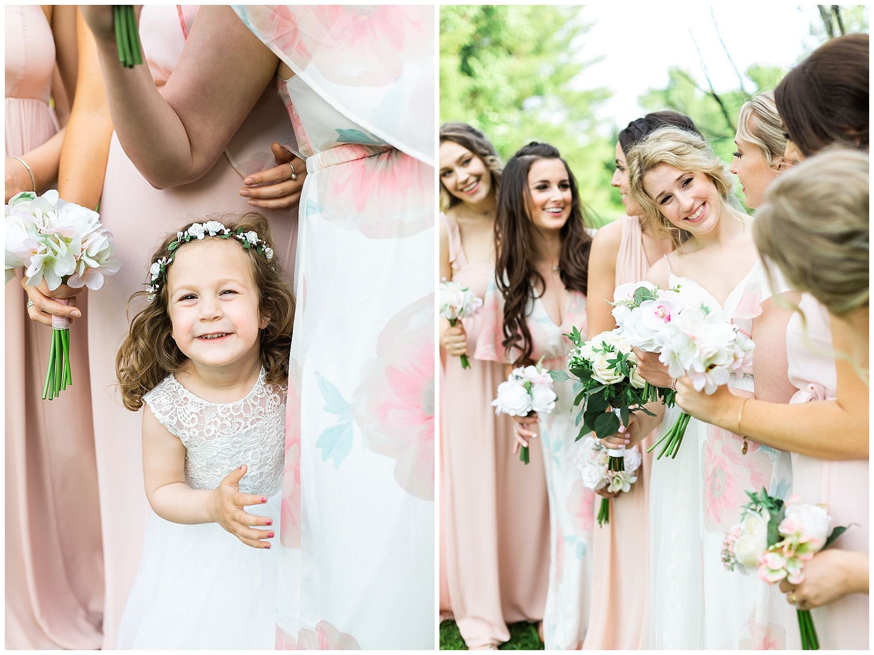 Floral, blush and cream bridesmaids