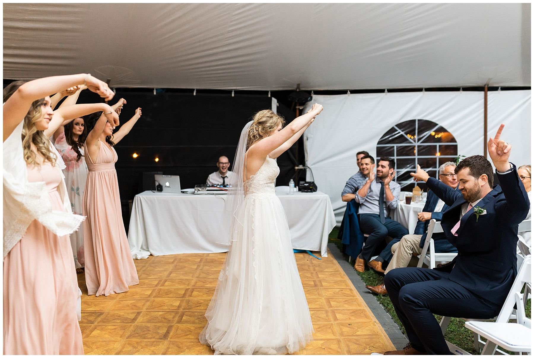 Bride performs a dance in front of groom