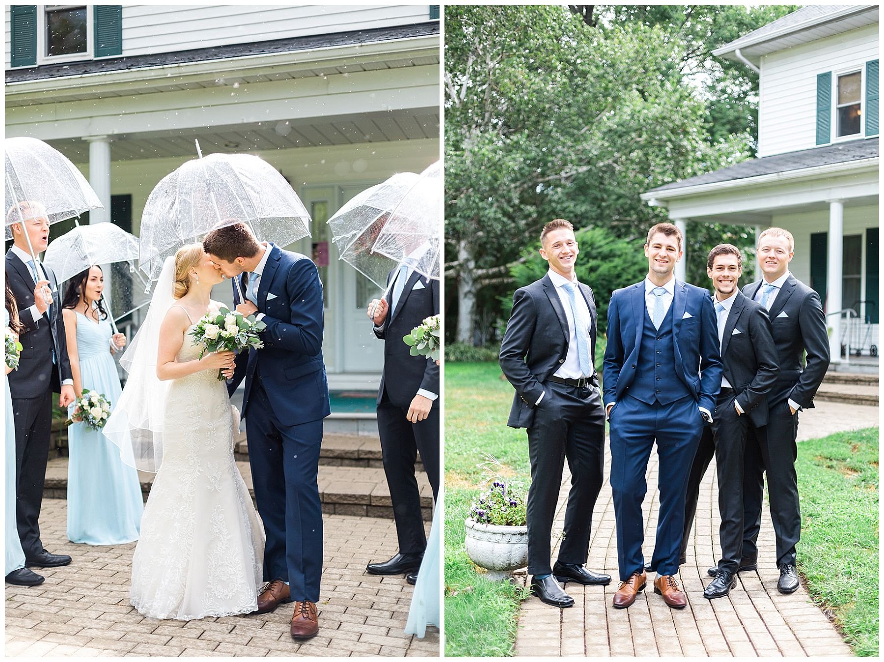 Bridal party photos in the rain
