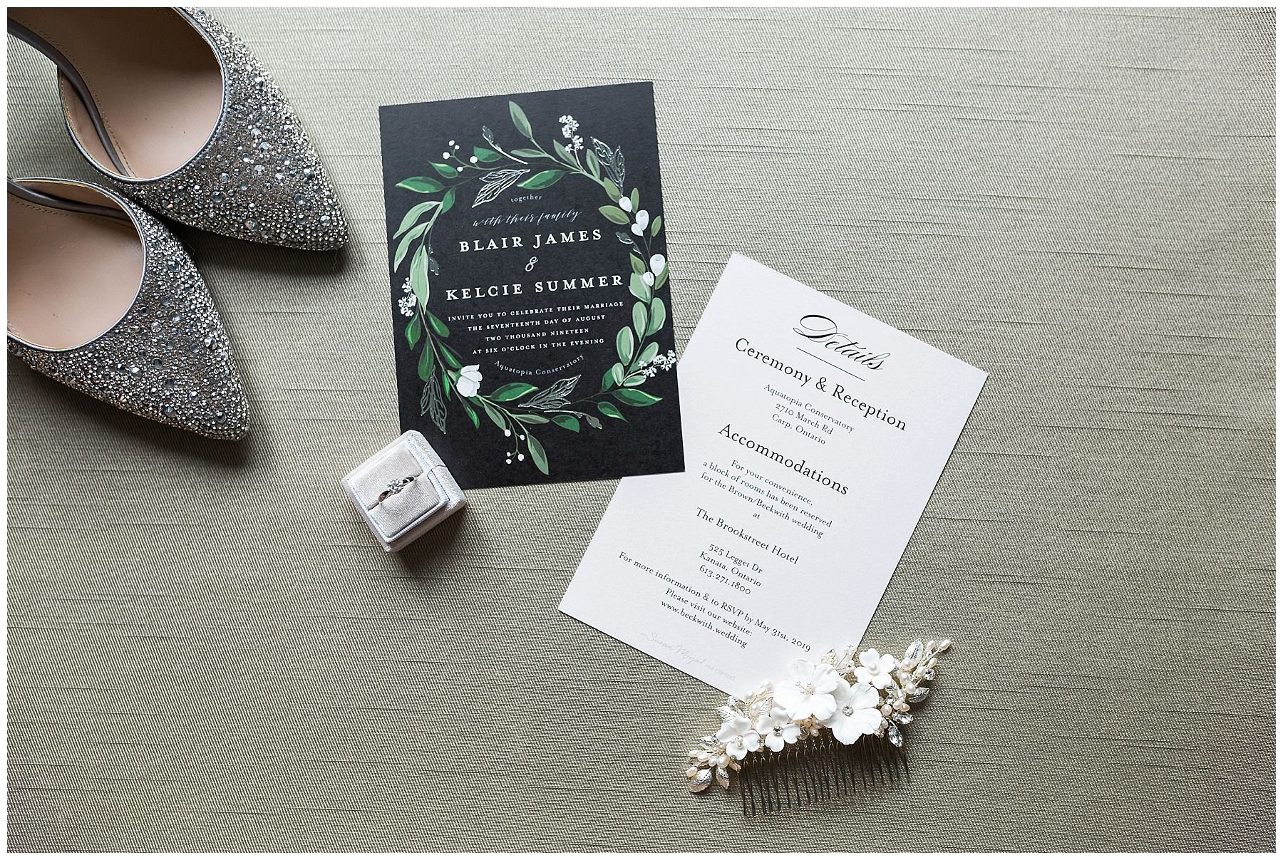Invitation suite for Aquatopia conservatory wedding 