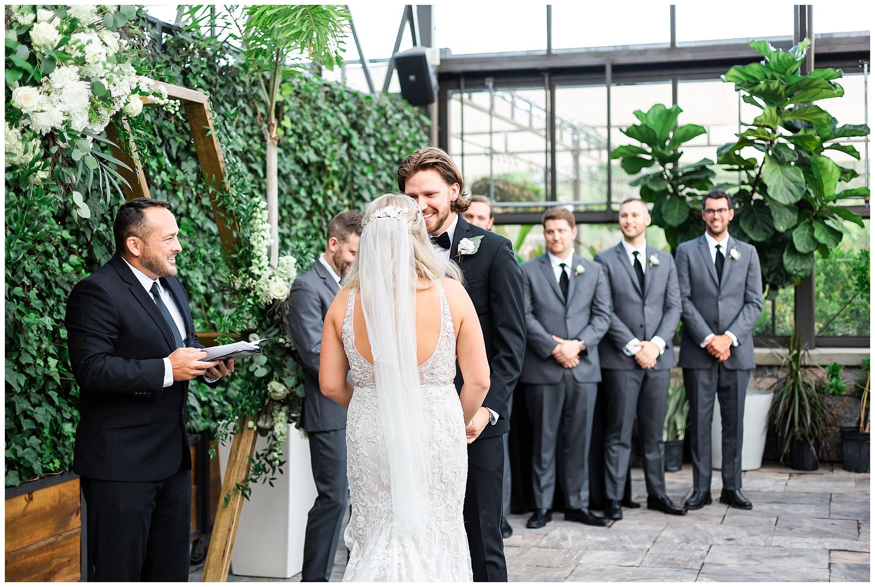 Classic black tie wedding at Aquatopia conservatory 