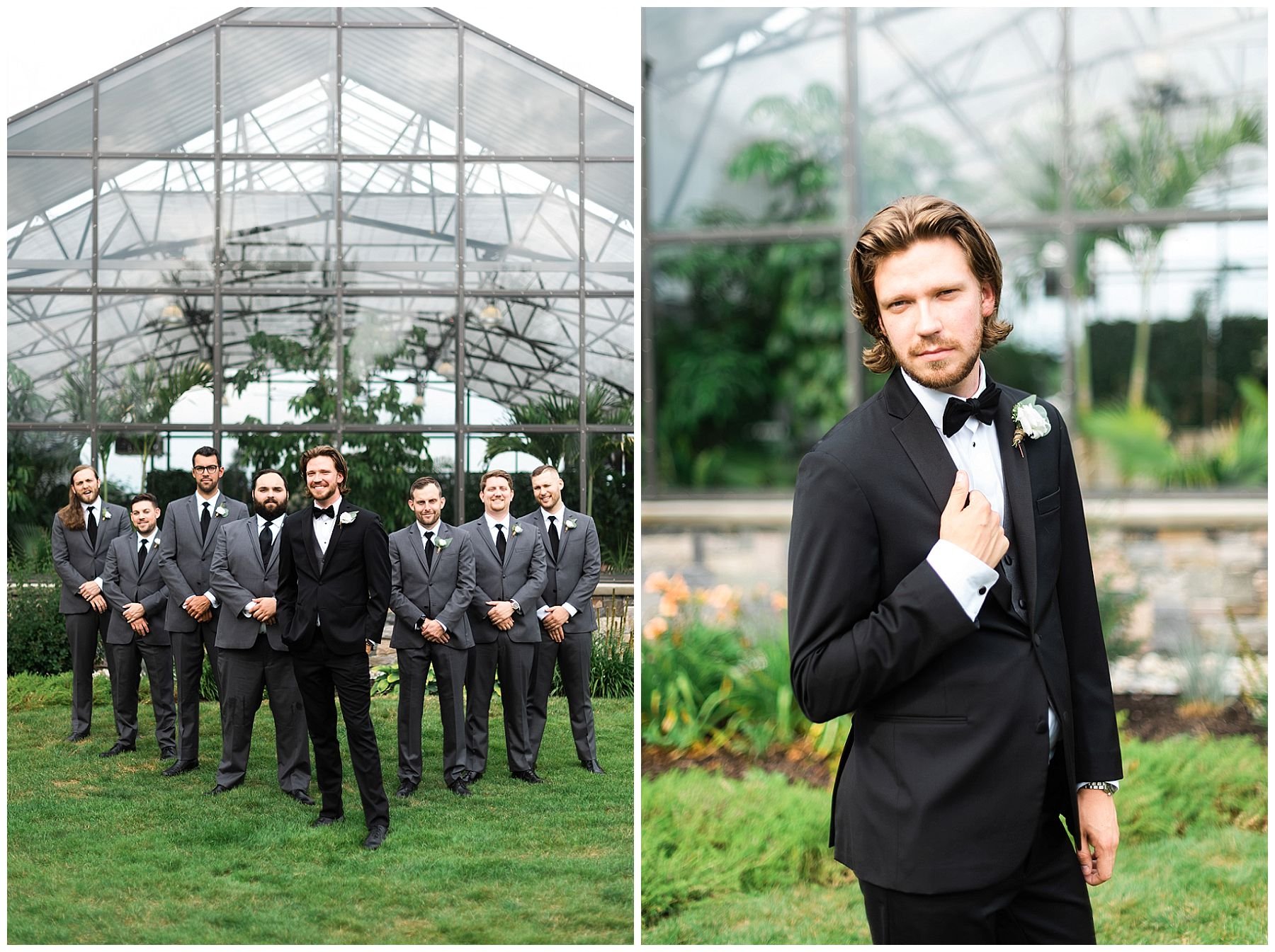 groom and groomsmen in black tux