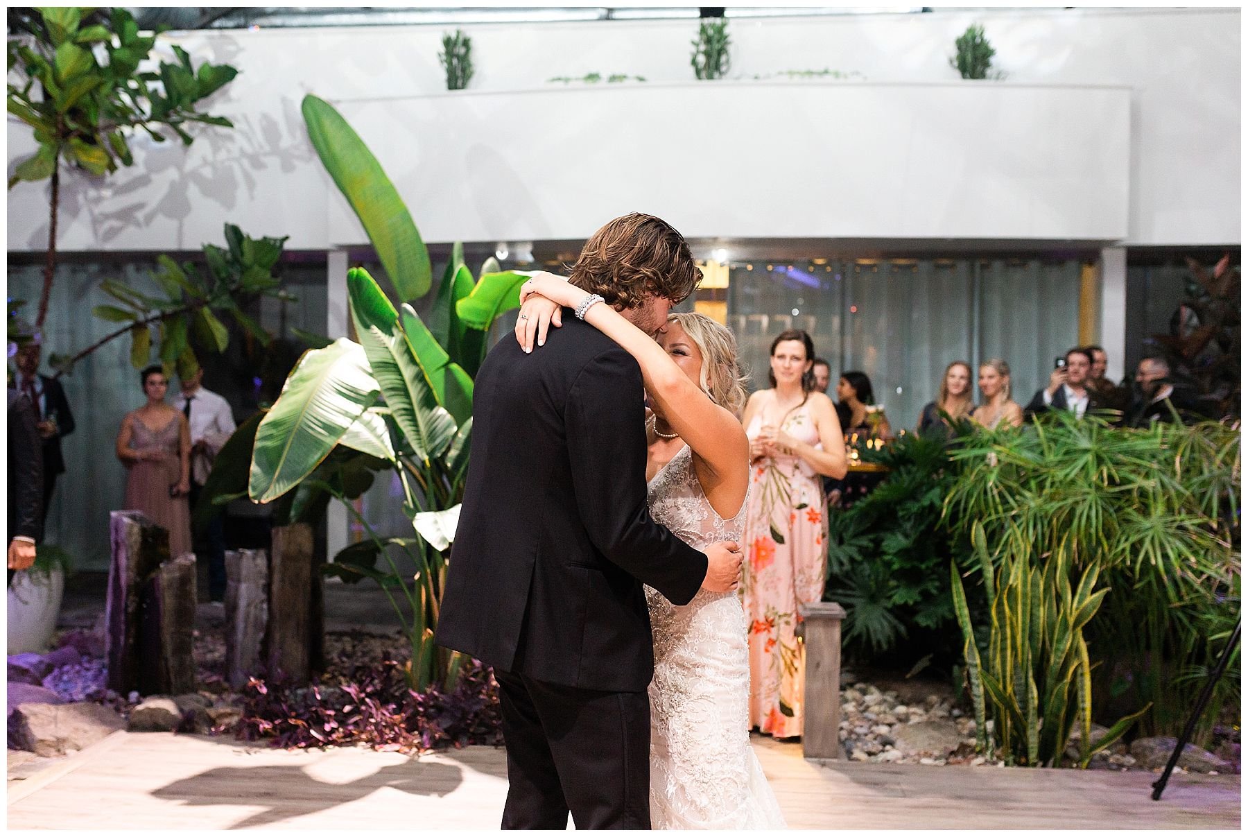 Bride and groom first dance at Aquatopia reception venue
