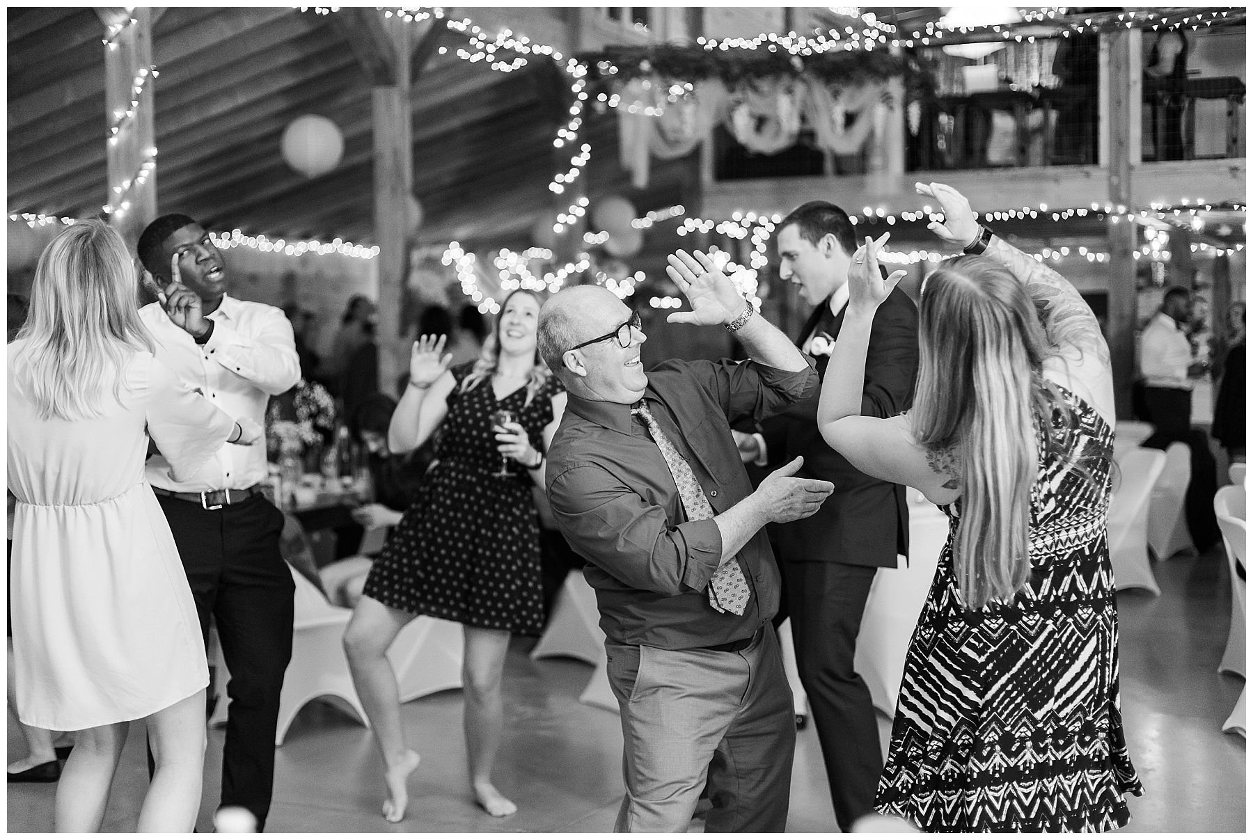 dance reception in barn