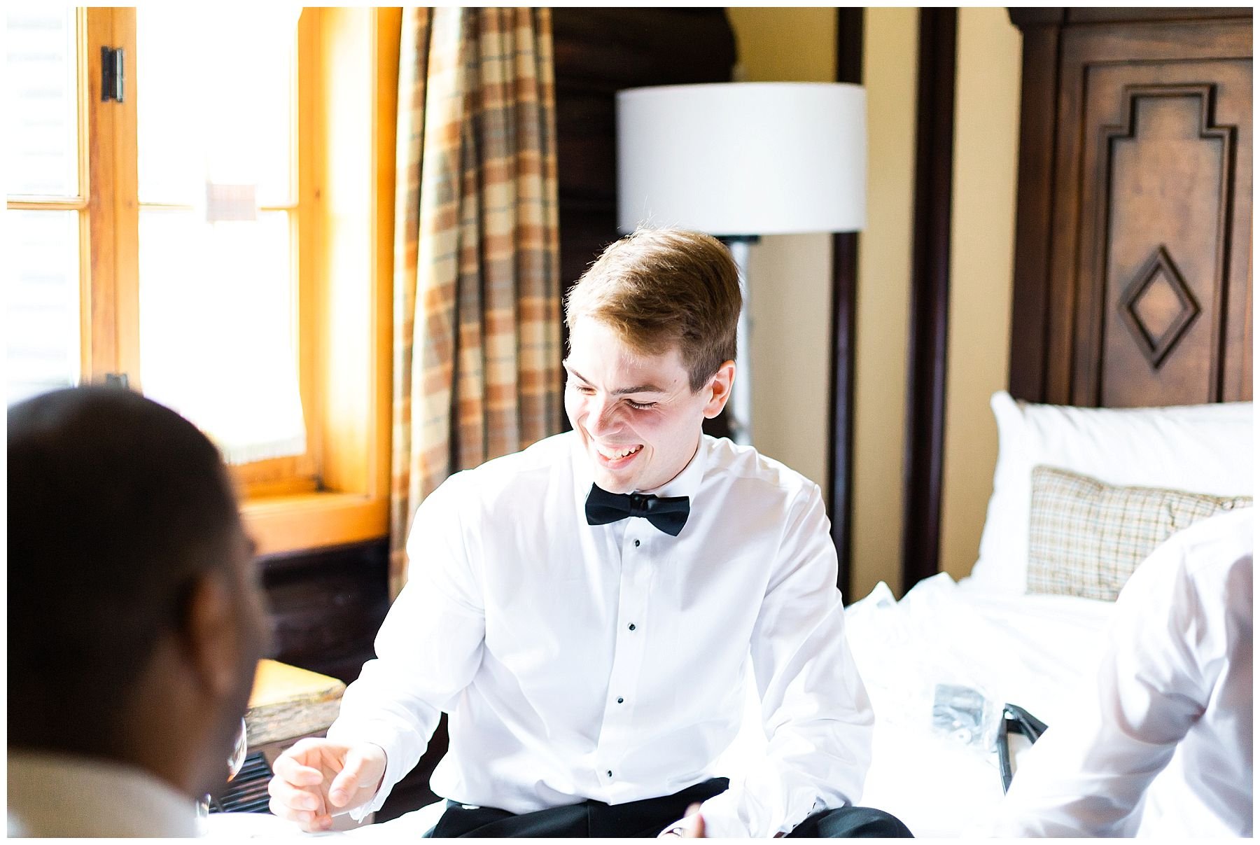groom getting ready at Chateau Montebello