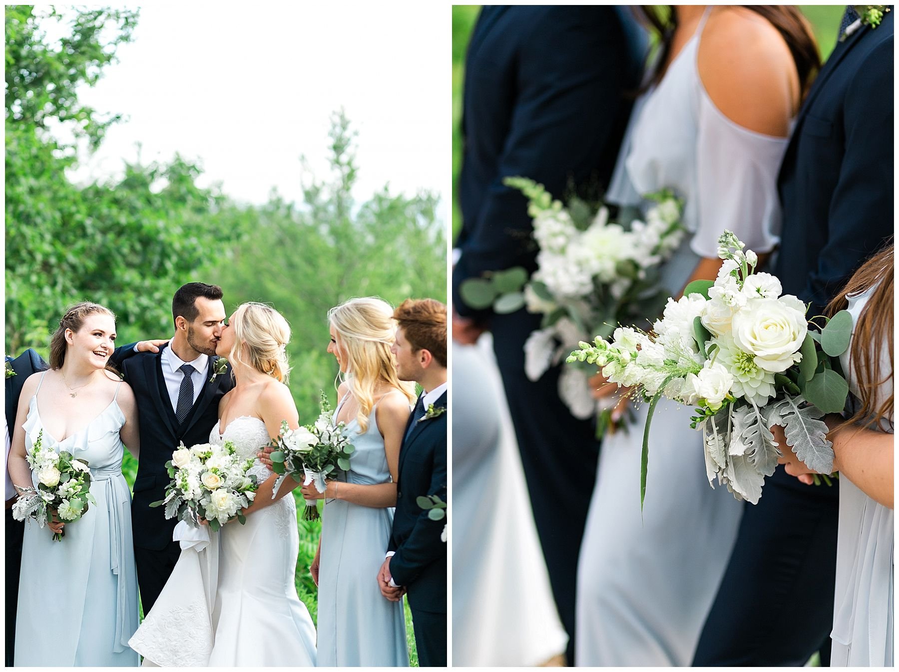 pastel blue bridal party at Le Belvedere wedding in Wakefield Quebec
