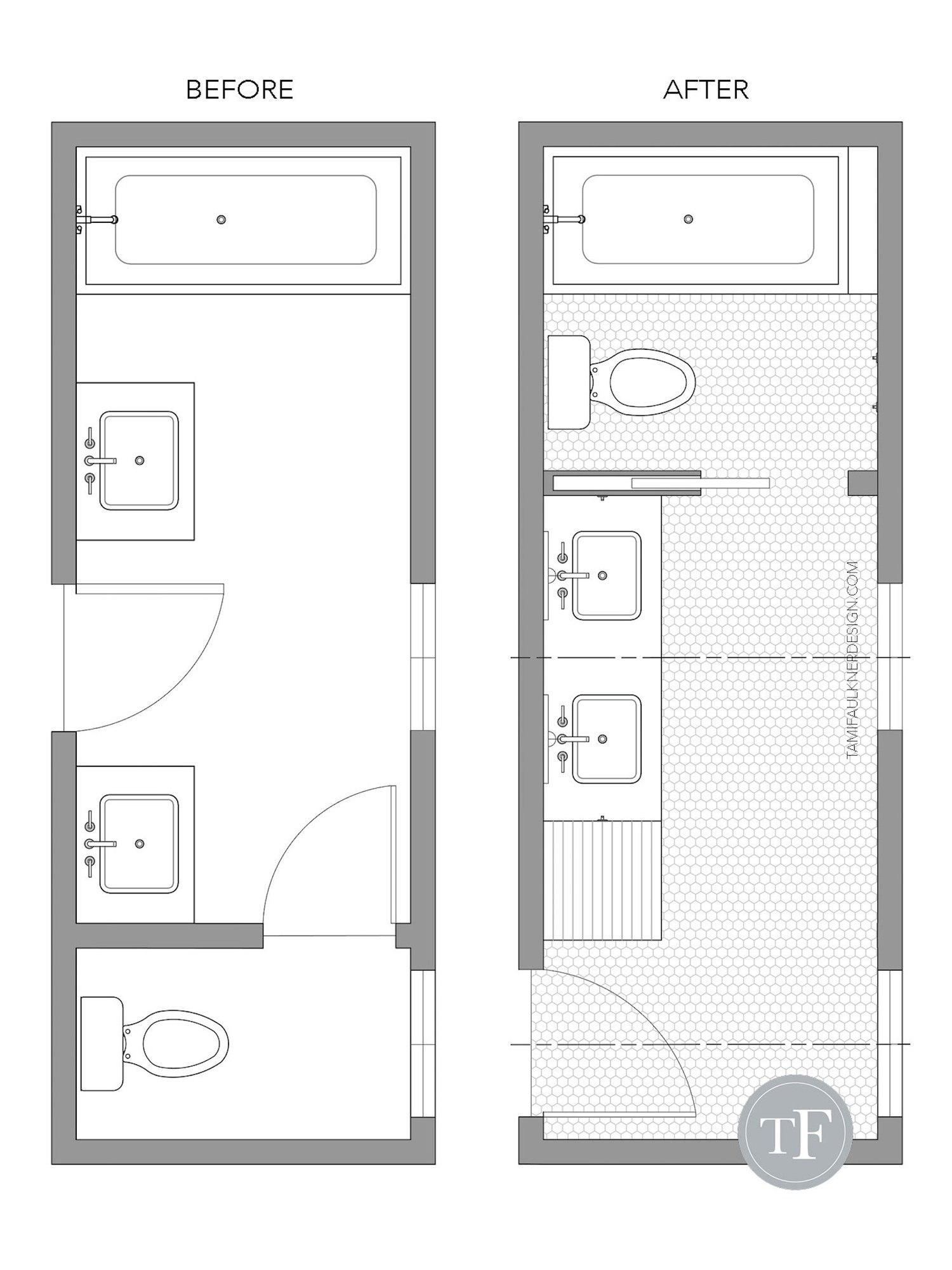 BATHROOM FLOOR PLAN - BEFORE AND AFTER - SMALL CHANGES WITH BIG ...