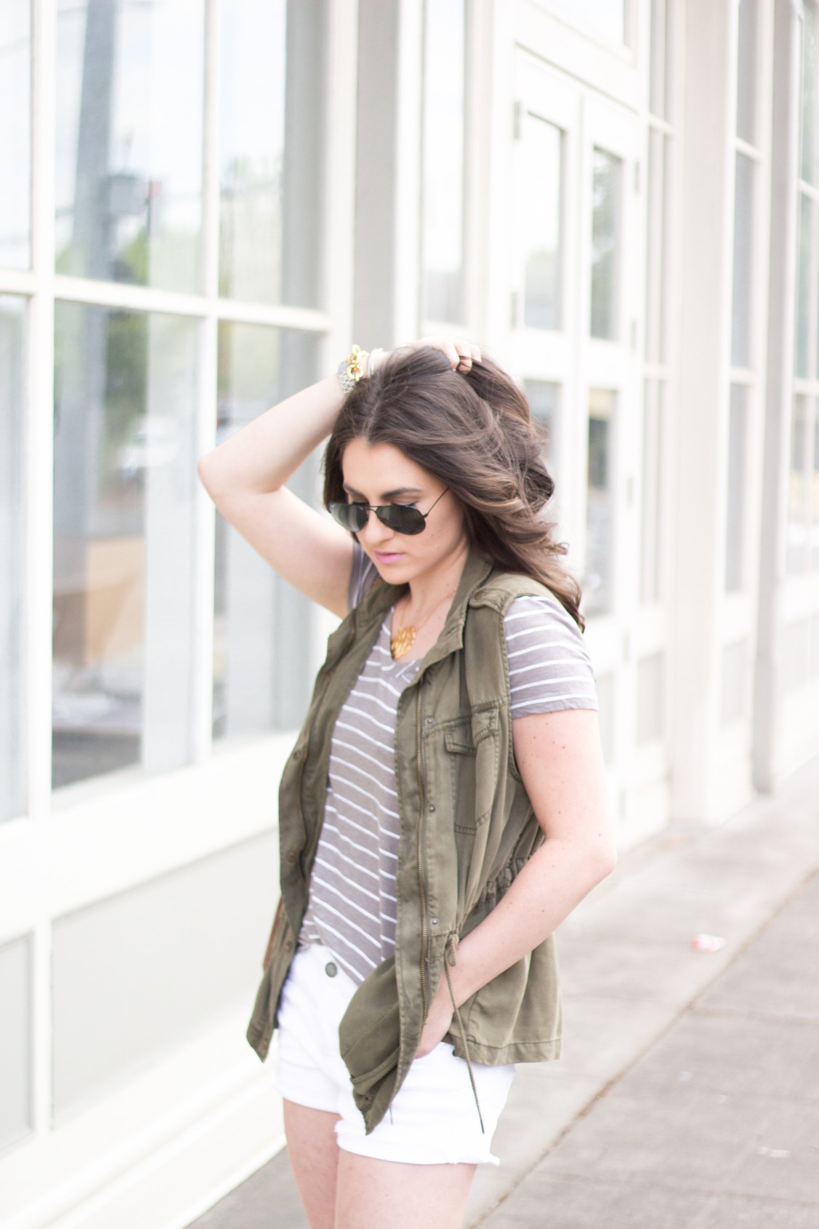 Summer Casual Layers with a Combat VEST by popular Portland style blogger Topknot and Pearls