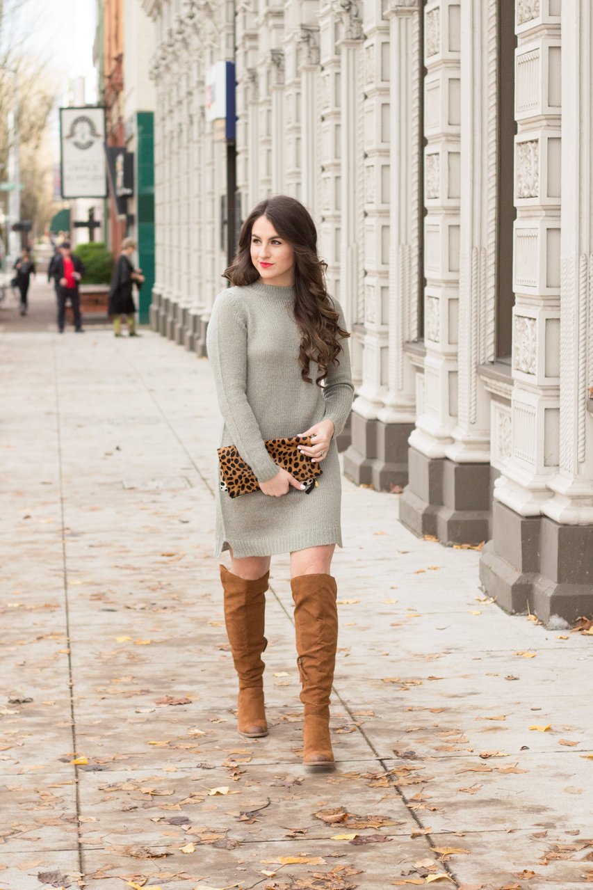 Winter is the perfect time for sweater dresses, this one is even cuter in the back!