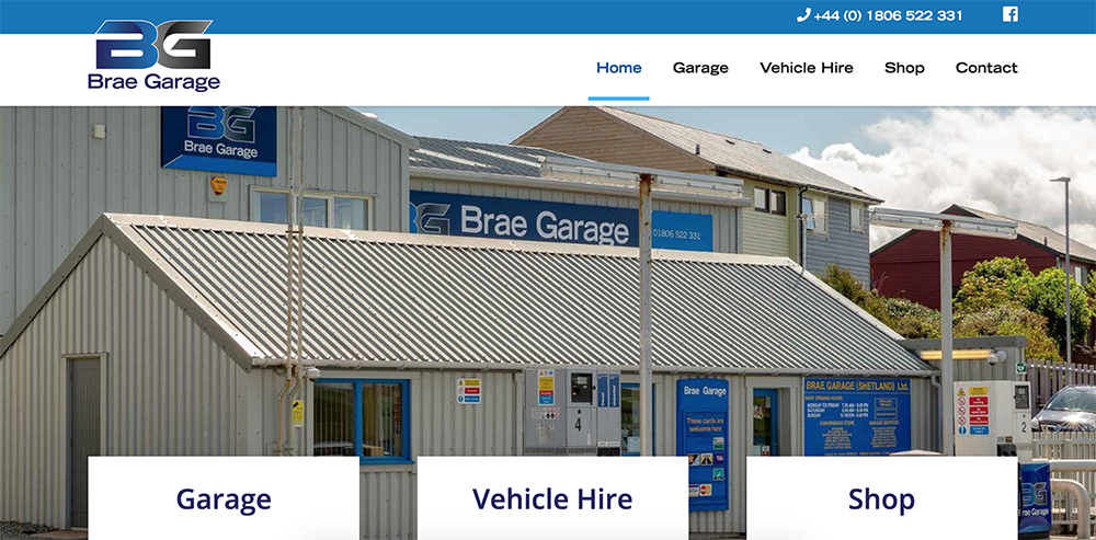 Brae Garage Website Homepage