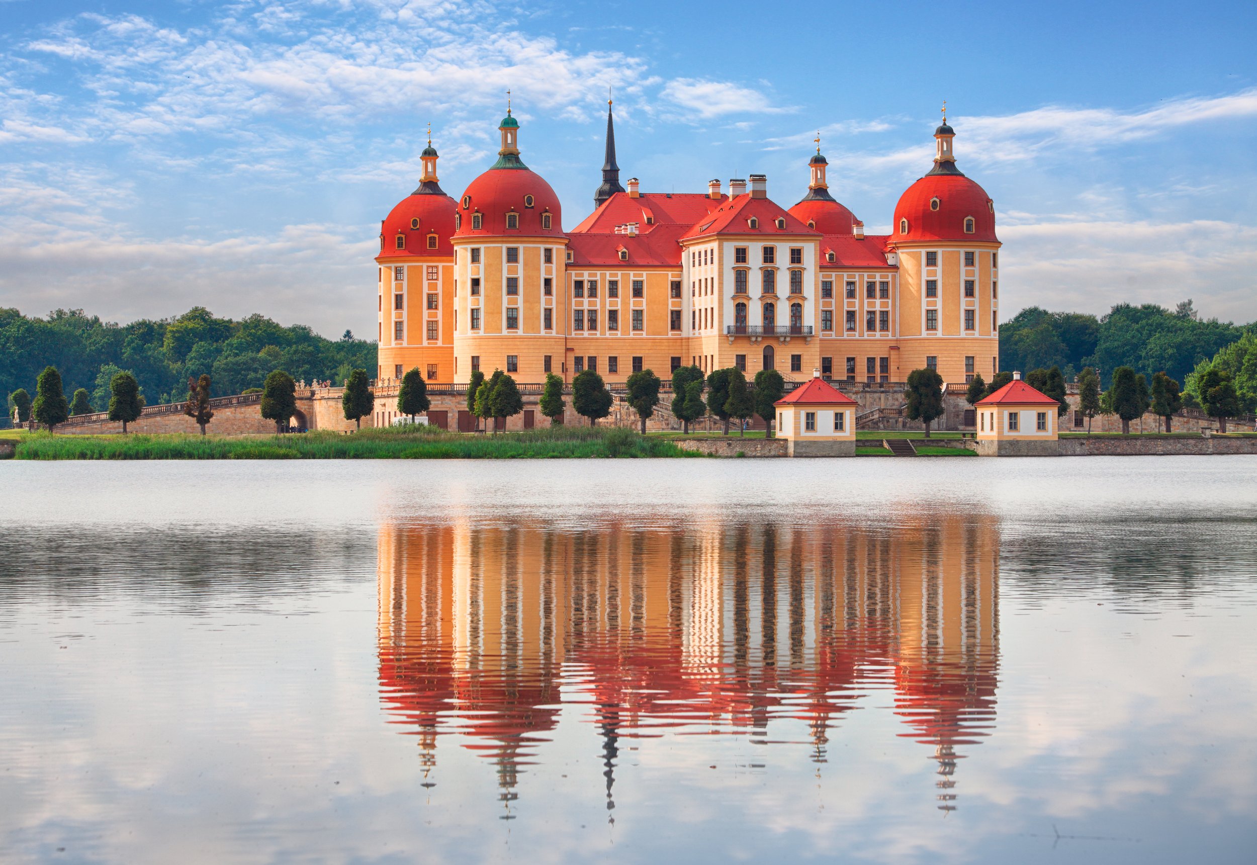 Situated on its own private island, Moritzburg Castle appears to rise out of the water like something from a fairytale.