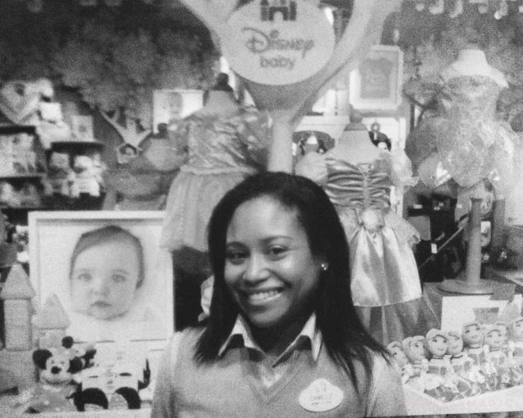 Author's photo in the Disney Baby Store 