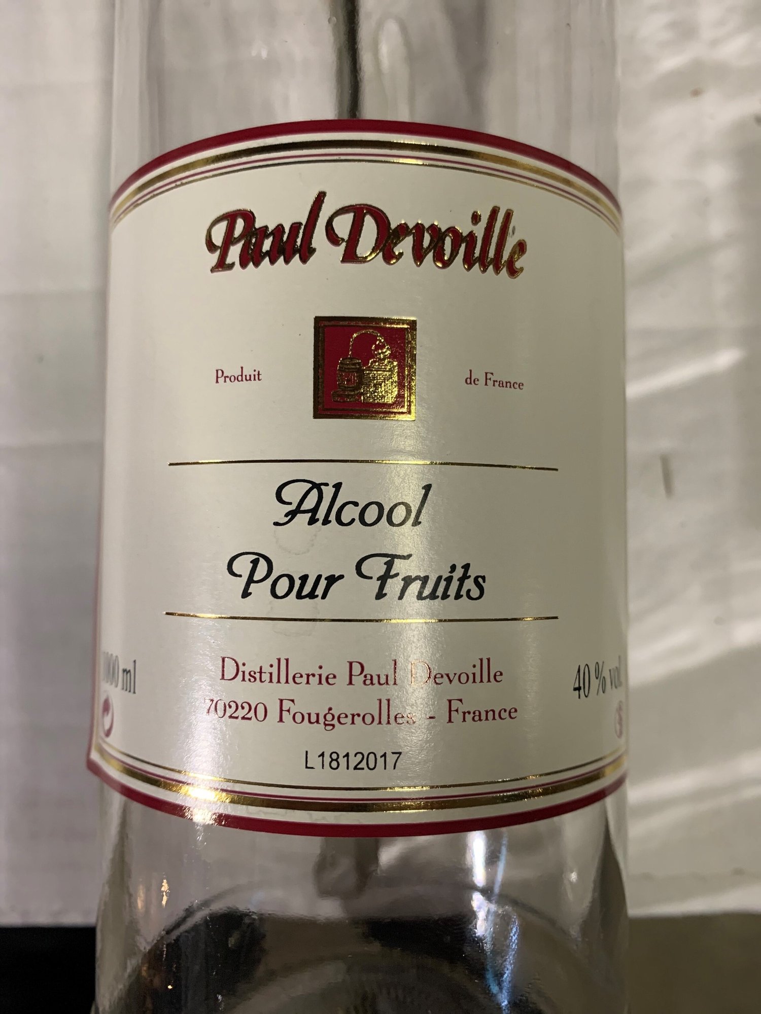 Alcool pour fruits 40° - 500 cl - Distillerie Devoille — P&A GELIN vins