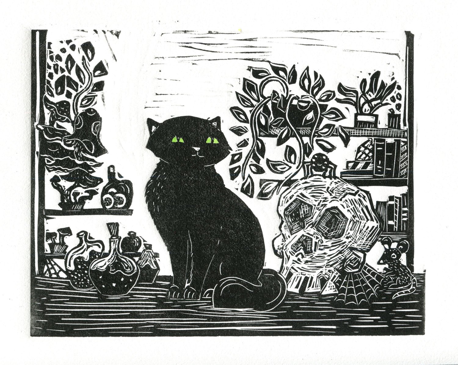 Mystical Cat Handmade linocut print — China Jones