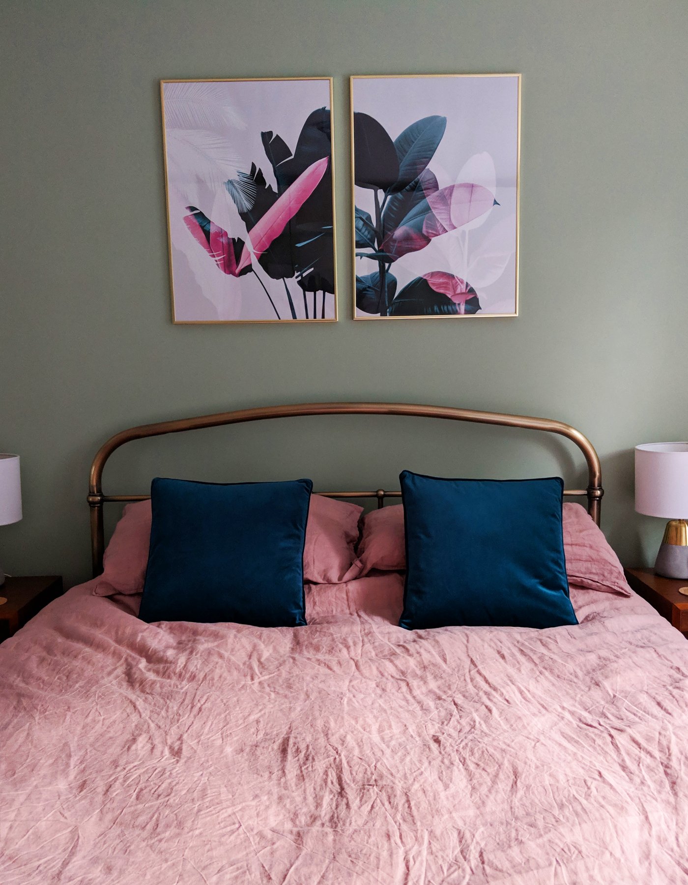 Sage and pink bedroom