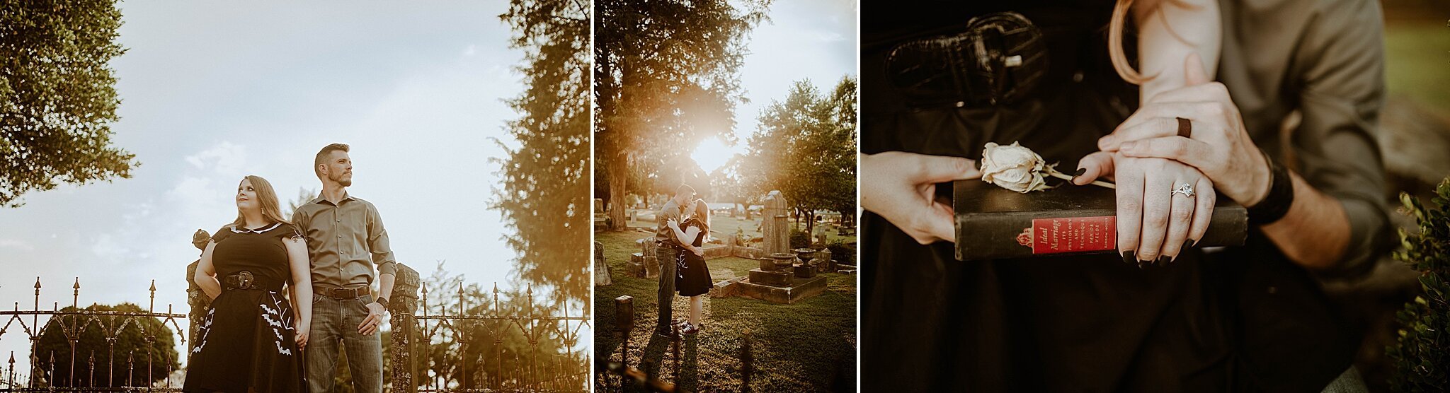 spooky engagement photos for Alabama couple